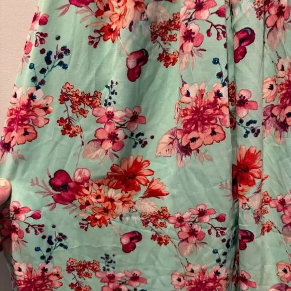 NYMPHE - Romantic Beachy Green Floral Dress | Size L - Picture 9 of 15